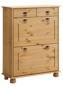 Schuhkommode OTTO HOME "Finca", beige (natur gebeizt, gewachst), B:75cm H:100cm T:30cm, Massivholz, Sideboards, Schuhkommode, aus massivem Kiefernholz, H&ouml;he 100 cm