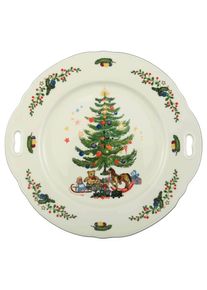 Servierplatte Seltmann Weiden "Kuchenplatte Marieluise Weihnachten 27,1 x 25,8 cm wei&szlig;-gr&uuml;n", bunt (wei&szlig;, gr&uuml;n), B:25,8cm H:2,6cm L:27,1cm T:27,1cm, Porzellan, Servierplatten, Servierplatte, Sp&uuml;lmaschinengeeignet, Mikrowellengeeignet, Ofenfest, Salamandergeeignet, K&uuml;hlschrankgeeignet, Gefrierschrankgeeignet