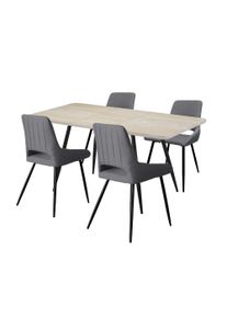 Essgruppe OTTO HOME "Ombrone-Derrek", anthrazit, travertin farb., anthrazit, schwarz, B:120cm H:76cm T:80cm, MDF, Metall, Stoff, Sitzm&ouml;bel-Sets, Essgruppe, Esstisch mit 4 St&uuml;hlen, ausziehbar 120-160 cm, inkl. Einlegeplatte