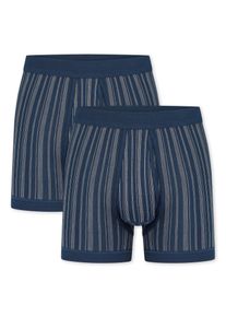Boxershorts Schiesser "Original Classics", Herren, Gr. 7, Feinripp, blau (803, blau), Feinripp, Obermaterial: 100% Baumwolle, k&ouml;rpernah, Unterhosen Boxershorts, mit Eingriff, gestreift