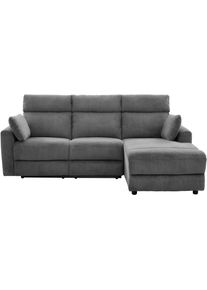 Ecksofa OTTO HOME "JENNA, L-Form, 236cm, manuelle u. elektrische Funktion, mit USB A/C", grau (anthrazit), B:236,5cm H:102cm T:162,5cm, 100% POLYESTER, Sofas, Ecksofa, Liegefunktion 105-150, Federkern, in Struktur fein oder Cord-Bezug