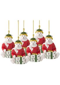 Villeroy & Boch Weihnachtsfigur VILLEROY & BOCH "Ornamente Pl&uuml;schb&auml;r 2026 Christmas Classics 6,5 x 6,8 x 8 cm 6er Set wei&szlig;-gold", rot (wei&szlig;, gold), B:6,8cm H:8cm T:6,5cm, Dekofiguren, Weihnachtsfigur, Nur Dekoration