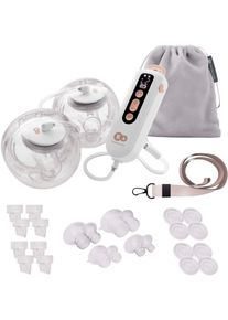 Elektrische Doppelmilchpumpe Kinderkraft "GENTLEFLOW", Baby, wei&szlig; (wei&szlig;, goldfarben), Milchpumpen Elektrische Doppelmilchpumpe, mit 3 Modi, 9 Stufen und Speicherfunktion