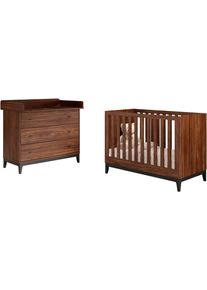 Babym&ouml;bel-Set Vipack "Ilyas, das perfekte Set f&uuml;r Ihr Kinderzimmer", nussbaum dekor, B:100cm, Holzwerkstoff, Schlafzimmerm&ouml;bel-Sets, Babym&ouml;bel-Set, Pflegeleichte Oberfl&auml;che, Nussbaum Dekor