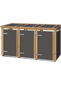 M&uuml;lltonnenbox Weka "Killarney", grau (anthrazit), B:230cm H:127cm T:92cm, Massivholz, Aufbewahrungsboxen, M&uuml;lltonnenbox, Metall pulverbeschichtet, f&uuml;r 3 M&uuml;lltonnen, BxTxH: 230x92x127 cm