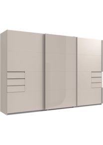 Schwebet&uuml;renschrank wimex "Saigon, Kleiderschrank mit Schiebet&uuml;r", beige (kaschmir, glas kaschmir, griffe kaschmir), B:313cm H:208cm T:64cm, Holzwerkstoff, Schr&auml;nke, Schwebet&uuml;renschrank, mit Glaselementen, 3 T&uuml;ren, 313cm breit