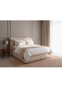 Boxspringbett OTTO HOME "MIVVA mit Bettkasten, mit Taschenfederkernmatratze H3, H3/H4 mix, H4", beige, B:204cm L:215cm, Komplettbetten, Boxspringbett, mit Kaltschaum- oder Visco-Topper (bei H4), Komfortliegeh&ouml;he 67cm