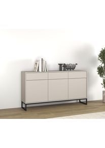 Sideboard OTTO HOME "Olbia, Breite 157 cm, grifflose Kommode 3 T&uuml;ren/3 Schubk&auml;sten.", kaschmir, B:157,3cm H:83,5cm T:36,5cm, Holzwerkstoff, Melamin, Metall, Sideboards, Sideboard, Schubladenkommode mit viel Stauraum, Einlegeb&ouml;den verstellbar