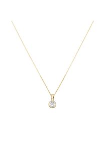 Kette mit Anh&auml;nger Firetti "Schmuck Geschenk Gold 375 Halsschmuck Ankerkette Anh&auml;nger Solit&auml;r", gold (gelbgoldfarben, kristallwei&szlig;), Halsketten, Damen, Gelbgold 375, L: 45 B: 0,75mm, Kette mit Anh&auml;nger, mit Zirkonia (synth.), B:0,75mm