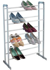 Schuhregal Ruco "Aluminium f&uuml;r T&uuml;r, Wand und Boden", silber (silberfarben), B:65cm H:88cm T:27cm, Aluminium, Kunststoff, Regale, Schuhregal, Inkl. Befestigungsmaterial, f&uuml;r bis zu 15 Paar Schuhe, Made in Germany