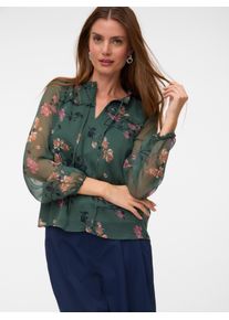 V&eacute;ro Moda Chiffonbluse VERO MODA "VMMILLA LS TOP WVN GA NOOS", Damen, Gr. M, gr&uuml;n (schwarz forest aop:sallie), Web, Obermaterial: 100% Polyester, bedruckt, regular fit normal, Blusen Chiffonbluse, Kunstfaser, regular fit