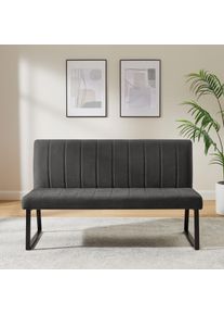 Bank OTTO HOME "Hennia", anthrazit, schwarz, B:160cm H:91cm T:62cm, Metall, Polyester, Polywood, Sitzb&auml;nke, Bank, weicher Chenillebezug, dekorative Steppung, schwarzes Metallgestell