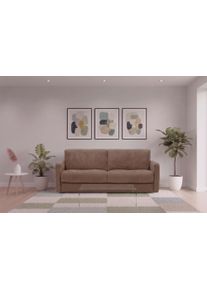 Schlafsofa Egoitaliano "Moby Designsofa - 2-Sitzer mit Dauerschlaffunktion", braun (schlammfarbe), B:186cm H:85cm T:96cm, 100% Polyester, Sofas, Schlafsofa, Made in Italy, Luxus-Microfaser & hoher Liegekomfort, 140x190 cm