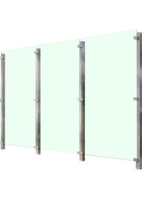 Zaun STAKET PRO, silber (silberfarben), Pfosten: 4 Stk., Edelstahl, Glas, Zaunelemente, Zaun, Glaszaun, Gesamtl&auml;nge: 3,225 m, 4 Pfosten