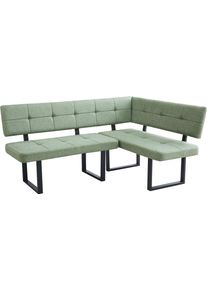 Eckbank OTTO HOME "Alabama", salbei, schwarz, B:180cm H:89,5cm T:132cm, Metall, Polyester, Polyurethan, Sitzb&auml;nke, Eckbank, gem&uuml;tliche Sitzbank in Webstoff mit Federkern und Komfort-Sitztiefe