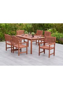 Garten-Essgruppe Merxx "&raquo;Lima&laquo;", beige (natur, natur, natur), Massivholz, Sitzm&ouml;bel-Sets, Garten-Essgruppe, Tisch: LxB: 147x90 cm