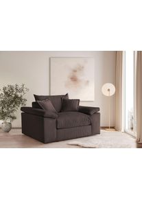 XXL-Sessel OTTO HOME "Soft&Cosy, B: 151 cm - OTTO. Verl&auml;ssliche Qualit&auml;t.", braun (dunkelbraun), B:151cm H:93cm T:123cm, 100% Polyester, Sessel, XXL-Sessel, Mega-Sessel, Cord oder Chenille-Struktur, mit 2 Zierkissen