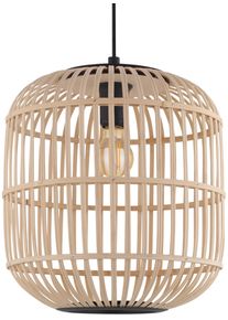 Eglo H&auml;ngeleuchte "BORDESLEY Pendellampe, Vintage, Stahl und Holz, E27, H&auml;ngelampe, Lampe", schwarz (schwarz, natur), 1, &Oslash; 35cm, Leuchten, H&auml;ngeleuchte, Esstischlampe, H110 x &Oslash;35cm, schwarz, natur, 1X28W exkl., H&auml;ngeleuchte