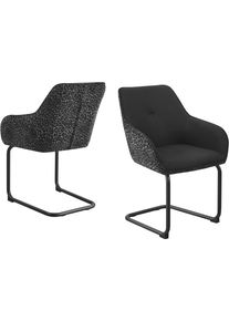 Freischwinger OTTO HOME "Albany", schwarz, schwarz, schwarz, B:56,5cm H:83cm T:61cm, Metall, Polyester, Polyurethan, St&uuml;hle, Freischwinger, moderner Freischwinger mit Leopardenlook und hochwertigem Webstoff
