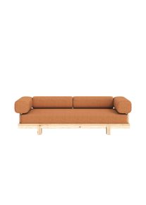Schlafsofa Karup Design "Stay Sofa Bed, mit Bettfunktion & Boxspring, 3 Sitzer aus Massivholz", vintage orange, B:99cm H:66cm T:214cm, Bezug: 100% Polyester. Kissenf&uuml;lling: Schaumstoffgranulat, Sofas, Schlafsofa, Boxspring-Matratze mit Sprungfedern, 90 x 200 cm, Made in Europe