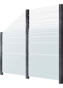 Zaun STAKET PRO, grau, Pfosten: 3 Stk., Aluminium, Glas, Zaunelemente, Zaun, Glaszaun, Gesamtl&auml;nge: 2,29 m, 3 Pfosten