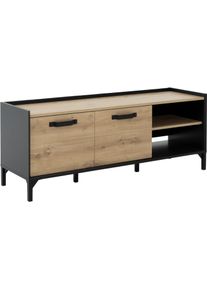 TV-Board GAMI "CAMDEM", eiche artisan, schwarz, B:136cm H:53cm T:40cm, Spanplatte, Sideboards, TV-Board, Bietet viel Stauraum