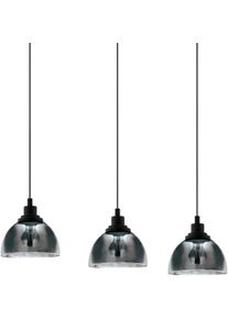 Eglo H&auml;ngeleuchte "BELESER Pendellampe, Stahl und Glas, IP20, E27, Esstischlampe, Lampe", schwarz (schwarz, transparent), 3, Leuchten, H&auml;ngelampe 3-flammig - f&uuml;r Esszimmer, K&uuml;che oder Wohnzimmer, H&auml;ngeleuchte