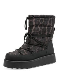 Winterboots Tamaris, Damen, Gr. 36, Warmfutter, schwarz (schwarz, leo), Lederimitat, Textil, Schuhe Winterboots, Plateau, Winterstiefelette, mit hochwertiger Duo-Tex-Ausstattung