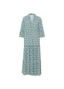 Sommerkleid Heine "Druck-Kleid Maxikleid aus Viskose", Damen, Gr. 5, Normalgr&ouml;&szlig;en, gr&uuml;n (smaragd, apricot, bedruckt), Modisch, Rundhals, Kleider Sommerkleid