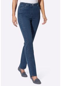 Bequeme Jeans WITT "Jeans Jeans mit Rei&szlig;verschluss-Blende", Damen, Gr. 48, N-Gr, blau (blau, stone, washed), Denim/Jeans, , Basic, gerade, Jeans Bequeme Jeans