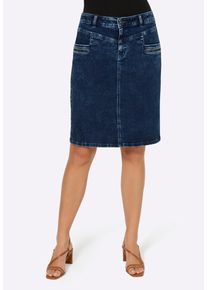 Jeansrock Heine "Jeans-Rock Jeansrock mit verdecktem Rei&szlig;verschluss", Damen, Gr. 36, blau (blau, stone, washed), DenimJeansWeb, , Modisch, R&ouml;cke Jeansrock