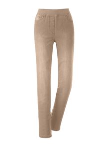 5-Pocket-Jeans WITT "Jeans Schlupfjeans mit geripptem Strick-Dehnbund", Damen, Gr. 38, Normalgr&ouml;&szlig;en, beige (sesam), Denim/Jeans;Twill, , Modisch, schmal, Jeans 5-Pocket-Jeans