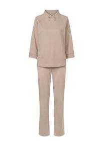 Stoffhose Heine "Sweat-Hosenanzug Anzug aus Sweatware", Damen, Gr. 46, N-Gr, sesam, Sweatware, , Sportlich, Hosen Stoffhose