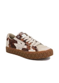Sneaker Palladium "PALLA ACE LO MIX LTH WILD", Damen, Gr. 39,5, atmungsaktiv, braun (pony, almond milk), Leder, Synthetik, Schuhe Sneaker, Obermaterial in Ponyfell-Optik