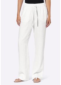 Schlupfhose Heine "Leinenhose Leinenhose mit weitem Bein", Damen, Gr. 38, Normalgr&ouml;&szlig;en, wei&szlig;, Modisch, comfort fit, Hosen Schlupfhose