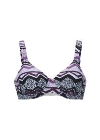 B&uuml;gel-Bikini WITT "Bikini-Oberteil Bikini-Oberteil mit herausnehmbaren Softcups", Damen, Gr. 44, Cup B, lila (violett, schwarz, bedruckt), Modisch, Bikini-Sets B&uuml;gel-Bikini