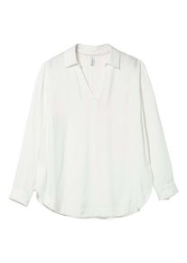 Longbluse sheego "Tunika Tunika mit Hemdkragen und V-Ausschnitt", Damen, Gr. 58, ecru, Web, Stoff, , Modisch, V-Ausschnitt, Blusen Longbluse