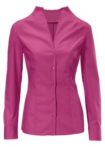 Klassische Bluse Heine "Stehkragen-Bluse Hemdbluse mit Stehkragen", Damen, Gr. 46, lila (beere), Elegant, V-Ausschnitt, Blusen Klassische Bluse