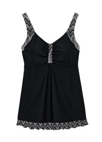 Tankini sheego "Tankini-Top Tankini-Oberteil mit Grafikprint", Damen, Gr. 52, Cup E, schwarz-wei&szlig; (schwarz, wei&szlig;, bedruckt), Modisch, Bikini-Sets Tankini