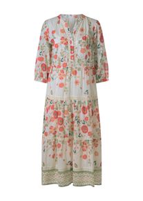 Shirtkleid Heine "Druck-Kleid Druckkleid mit abkn&ouml;pfbarem Unterkleid", Damen, Gr. 36, Normalgr&ouml;&szlig;en, bunt (champagner, schilf, bedruckt), Modisch, Rundhals, Kleider Shirtkleid