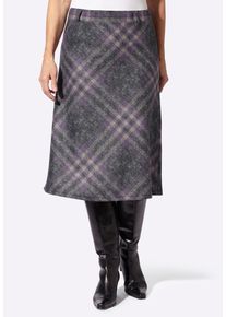 Schlupfrock WITT "Karo-Rock Karorock in Flanell-Optik", Damen, Gr. 52, grau (lila, schwarz, kariert), Jacquard, , Sportlich, R&ouml;cke Schlupfrock