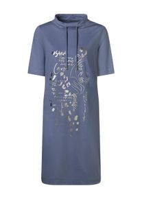 Shirtkleid SIEH AN "Jersey-Kleid Jerseykleid aus reiner Baumwolle", Damen, Gr. 5, Normalgr&ouml;&szlig;en, blau (taubenblau, silberfarben), Casual, Kleider Shirtkleid