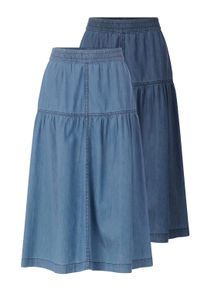 Jeansrock WITT "Jeans-Rock Jeansrock mit Rundum-Dehnbund 2 St&uuml;ck", Damen, Gr. 19, blau (blau, bleached, blau, stone, washed), Denim/Jeans, , Basic, R&ouml;cke Jeansrock
