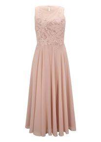 Corsagenkleid Heine "Cocktailkleid Cocktailkleid mit Bl&uuml;tenstickerei, &auml;rmellos", Damen, Gr. 48, Normalgr&ouml;&szlig;en, rosa (puder), Elegant, Rundhals, Kleider Corsagenkleid