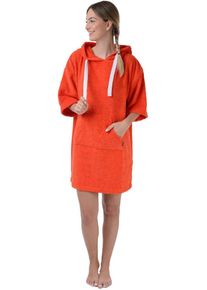 Badeponcho WEWO FASHION "8500_uni" Gr. S, orange (flame), L:88cm, Frottier, Hausm&auml;ntel, Badeponcho, Oversize