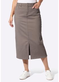 Jeansrock WITT "Jeans-Rock Jeansrock mit verdecktem Gehschlitz, w&auml;rmend", Damen, Gr. 20, grau (taupe), Denim/Jeans;Twill, , Sportlich, R&ouml;cke Jeansrock