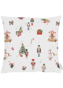 Dekokissen APELT "8100", bunt (wei&szlig;, rot, gr&uuml;n), B:39cm L:39cm, Mischgewebe, Dekokissen_Sitzkissen_Kissenh&uuml;llen, Dekokissen, inclusive Soft-Kissenf&uuml;llung 100% PES