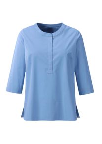 Klassische Bluse Heine "Bluse Baumwollbluse", Damen, Gr. 42, blau (himmelblau), Web, Stoff, , Modisch, Rundhals, Blusen Klassische Bluse