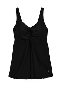 Tankini sheego "Tankini Tankini-Oberteil mit V-Ausschnitt und Raffung", Damen, Gr. 46, Cup C, schwarz, Modisch, Bikini-Sets Tankini