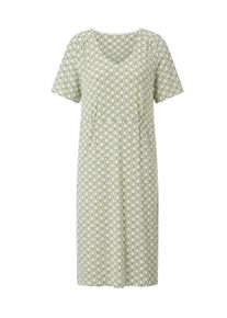 Sommerkleid WITT "Jersey-Kleid Jerseykleid in Schlupfform, bedruckt", Damen, Gr. 42, N-Gr, gr&uuml;n (pistazie, khaki, bedruckt), Modisch, V-Ausschnitt, Kleider Sommerkleid